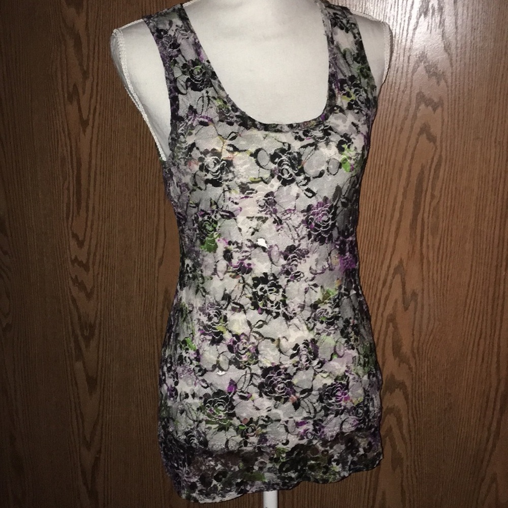 Beautiful Floral Mesh Tank